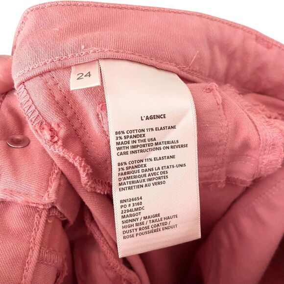 L’AGENCE Margot High Rise Skinny Jeans in Dusty Rose Size 24 - Picture 10 of 12